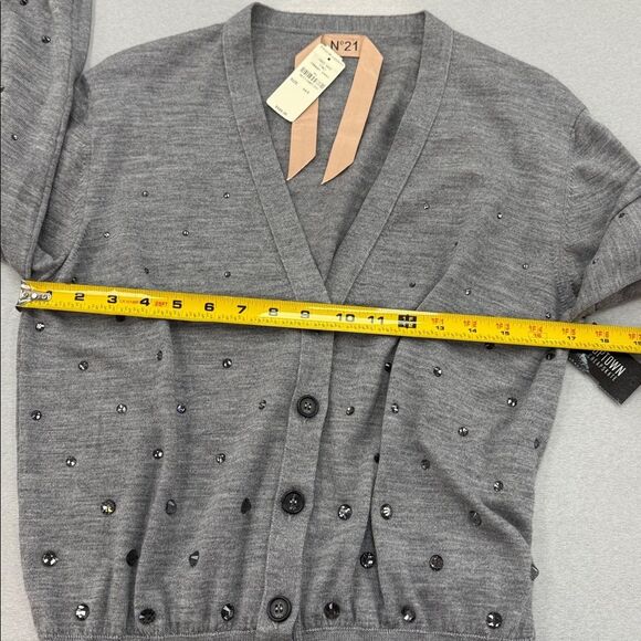 Stylish Gray Cardigan with Beaded Details - Picture 9 of 10